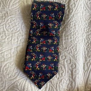 Mickey & Co blue Disney golfing print silk tie